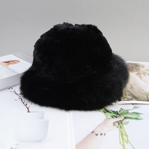 New Style Women Winter Natural Fur Hats Knit Fur Cap Knitted Fluffy Rabbit Fur