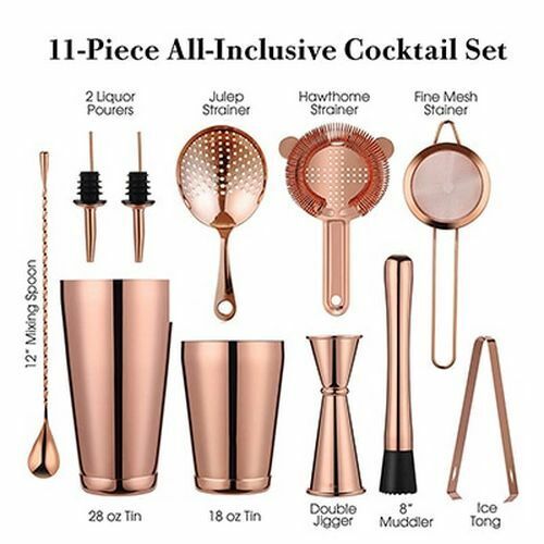 11Piece Cocktail Shakers Bar Sets Stainless Steel Bartender Tool Wine Mixer Kits
