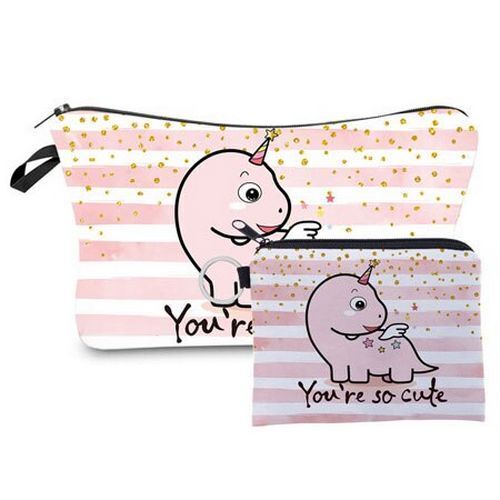 2 PCS Makeup Bag Animal Pattern Cosmetic Bag Set Women Combination Organizer Bag