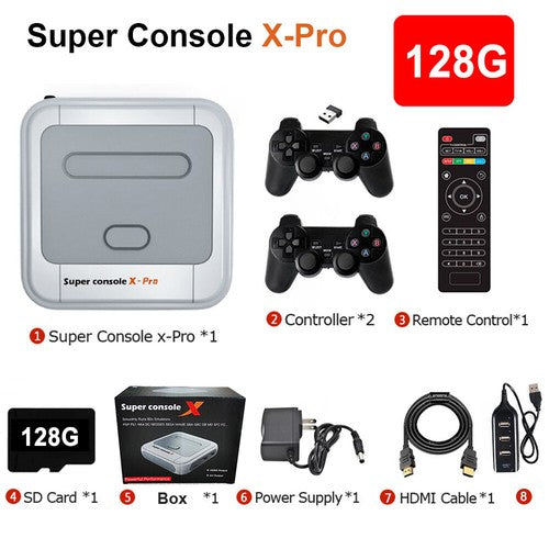 2026 Super Game Console X Pro Retro Video Games WiFi 4k HD TV 2 Controllers