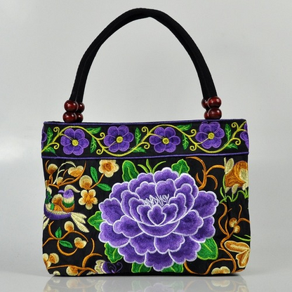 Women Shoulder Bags Embroidery Ethnic Flower Bohemia Retro Canvas Large Handbag