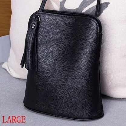 Genuine Leather Tassel Crossbody Bag Small Shoulder Purse Money Messenger Bags