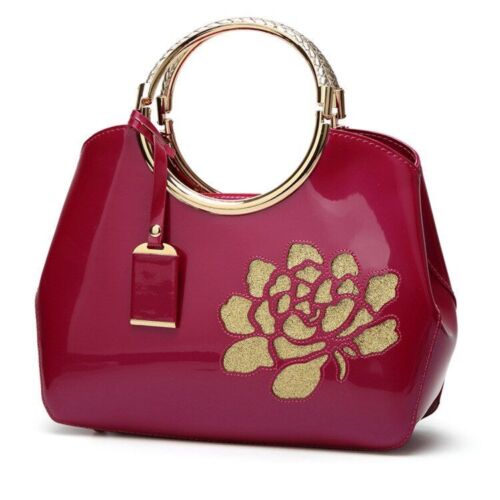 28*22*10.5 Cm Patent Leather Handbag Shoulder Bag Luxury Hollow Purse Blue Red