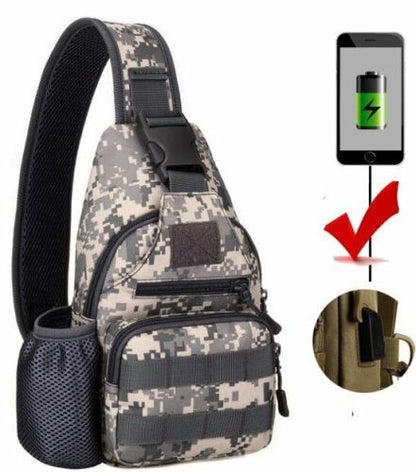 Shoulder Bag Bottle Pouch Chest Outdoor Travel Hunting Climbing Hiking Backpack