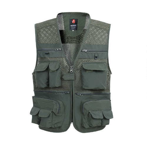 Summer Mesh Vest Men Casual Breathable Multi Pocket Waistcoat Baggy Vest With