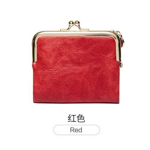 Cute Wallet Short Bifold Retro Coin Purse Zip Kiss Lock Green Synthetic Leather