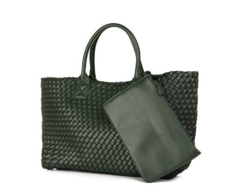 Candy Color Woven Tote Bag Fashion One Shoulder Bag Large Handbag Shopping Bags