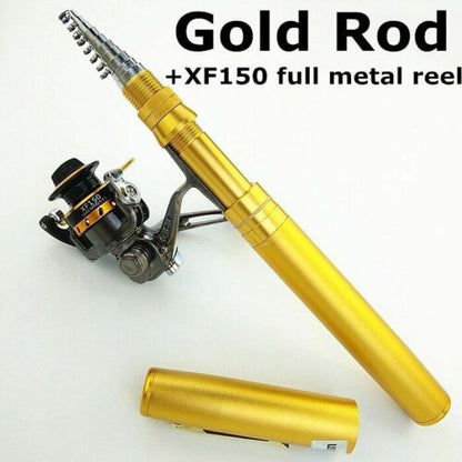 Fishing Rods Spinning 1.8m 2.1m Pen Shape Telescopic Pocket Rock Pole Cast Reels