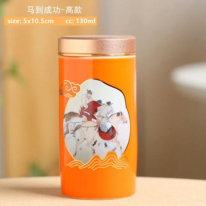 1pc Chinese Portable Travel Tea CaddyJar Ceramic Container Tea Set Accessories