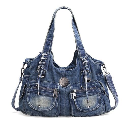 Large Handbag Denim Bag Women Shoulder Jeans Tote Purse Pockets Hobo Pouch 1 PC