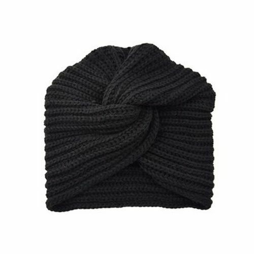 Turban Hats Women Knitted Cashmere Cross Wrap Head Hat Wool Knitting Bonnet Cap