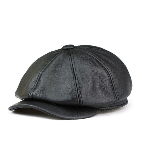 Men Real Leather Beret autumn Winter Hats Painter Newsboy Cap Vintage Style Hat