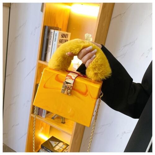 Acrylic Box Clutch Fashion Purse Handbag Chain Shoulder Bags 19*12*9CM Polyester