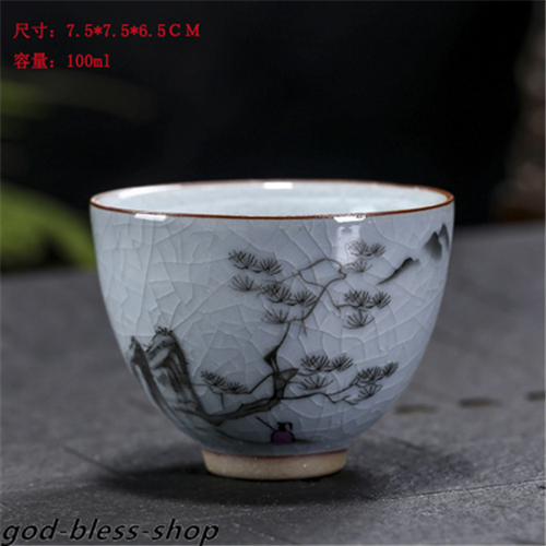 Ruyao Master Cup Crackle Glaze Handpainted Tea Cup 100ml Chinese Kungfu Tea Cups