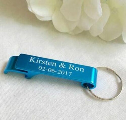 Personalized Bottle Opener 50pcs Custom Engraved Key Rings Wedding Name Gift Day