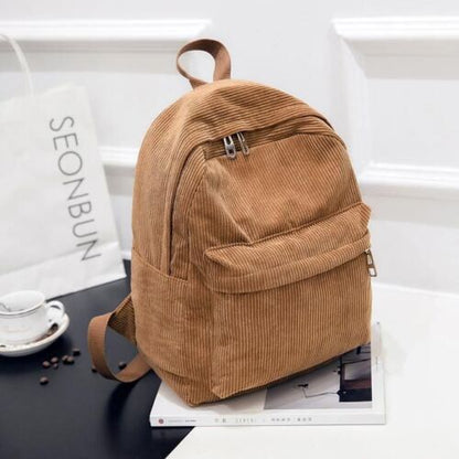 Corduroy Backpack School Backpack Solid Color Bags 36*25*12cm Polyester 20-35 L