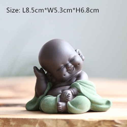 mini tea pet house decoration yixing zisha purple clay tea play on table Buddha