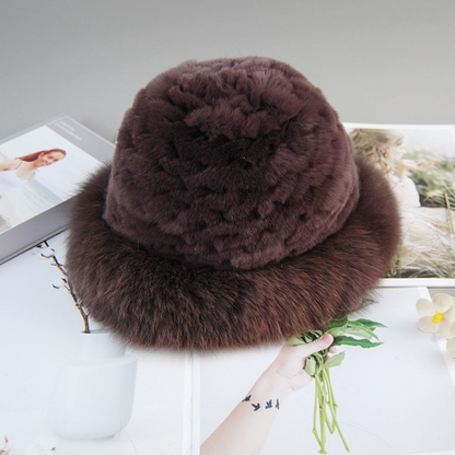 New Style Women Winter Natural Fur Hats Knit Fur Cap Knitted Fluffy Rabbit Fur