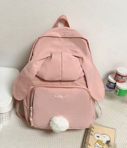 Backpack White School Bag Rabbit Tail Bag Large Waterproof 29*12*40 CM Traveling