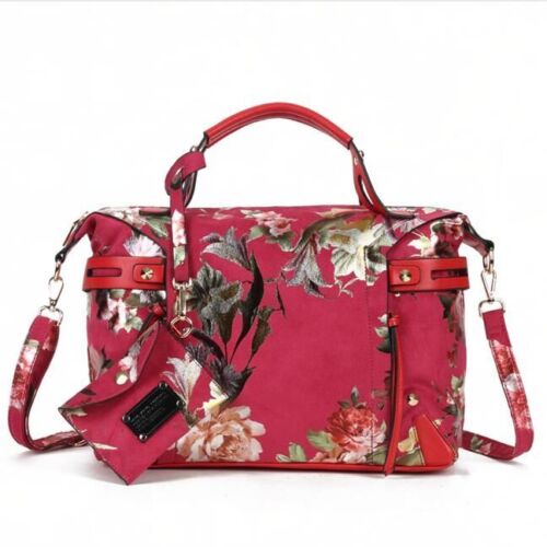 Floral Print Tote Handbag Elegant Colorful Purse Synthetic Leather Bags 35*13*29