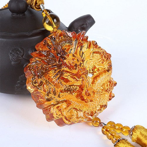 Liuli Crystal Twist Dragon Talisman Car Hanging Ornament Feng Shui Amulet Gift