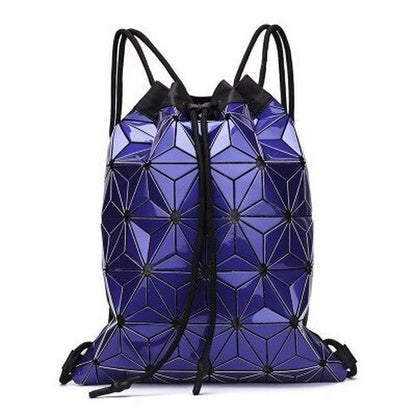Drawstring Backpack Holographic Luminous Geometric Backpack School Bag 30*3*37CM