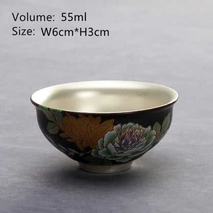 Silver Cup Flower Relief Cup Of Tea Chinese Porcelain Cup 999 Sterling Silver