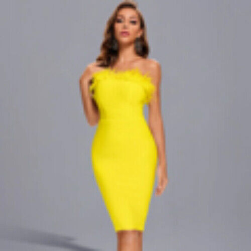 White Sexy Feathers Bandage Dresses For Women Pink Bodycon Dress Club