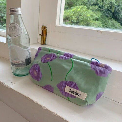 Travel Cosmetic Bag Beauty Storage Woman Makeup Bag Flower Print Cosmetic Case
