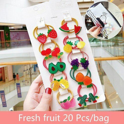 Hair Bands 10/20 Pcs/Bag Shiny Flowers Baby Scrunchies Rubber Kids Accessories