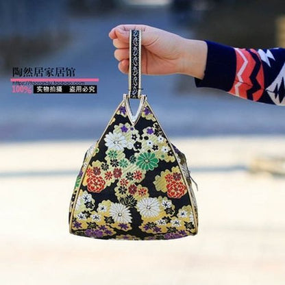 Flowers Embroidery Small Handbag Shopper Purse Triangle Bag Clutch 20*16*6 CM