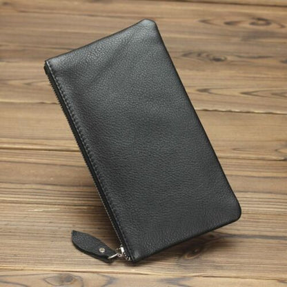 Wallet Genuine Leather Phone Bag Long Retro Ultra-Thin Leather Clutch Solid 1PC