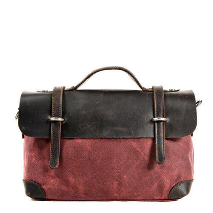 Retro Bag Canvas Leather Shoulder Messenger Portable Document Bag Knight Bag