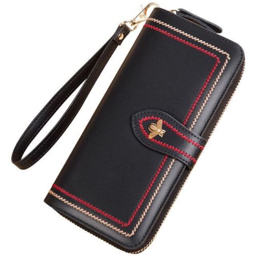Genuine Leather Wallet Clutch Purse Long Money Bag Zipper Coin Wallet Hasp Pouch