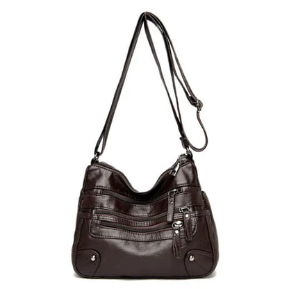Women's Cross Body Messenger Bag Fashion Pu Leather Wide Shoulder Strap Handbag