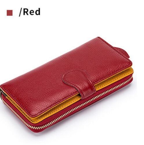 Genuine Cow Leather Long Wallets Coins Purses Clutches Bags Handbag Card Holders