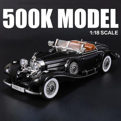 1:18 1936 Benzs 500K Alloy Classic Car Model Retro Car Hobby Sound Light Toy Car