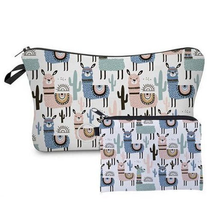 2 PCS Makeup Bag Animal Pattern Cosmetic Bag Set Women Combination Organizer Bag