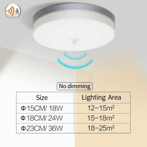LED Ceiling Lights PIR Motion Sensor Smart Lighting AC85-265V 9W 13W 18W 24W 36W