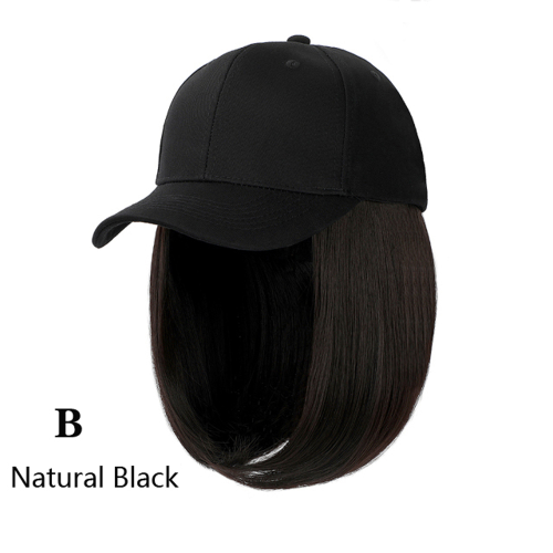 Baseball Cap Wig Kinky Straight Hat Synthetic Hair Wigs Natural Adjustable Hat