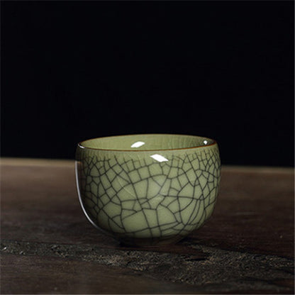 One Tea Cup Crackle Glaze Porcelain Cup Marked Longquan Celadon Cup Of Tea 85ml