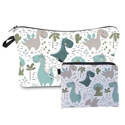 2 PCS Makeup Bag Animal Pattern Cosmetic Bag Set Women Combination Organizer Bag