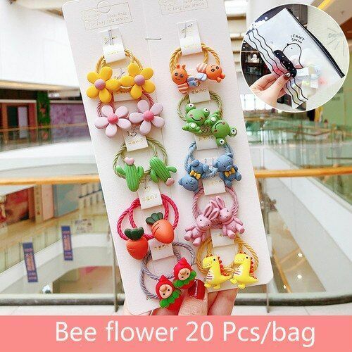 Hair Bands 10/20 Pcs/Bag Shiny Flowers Baby Scrunchies Rubber Kids Accessories