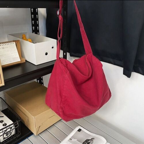 Canvas Textile Big Soft Slouchy Pouch Side Bag Streetwear Laptop Shoulder Bags