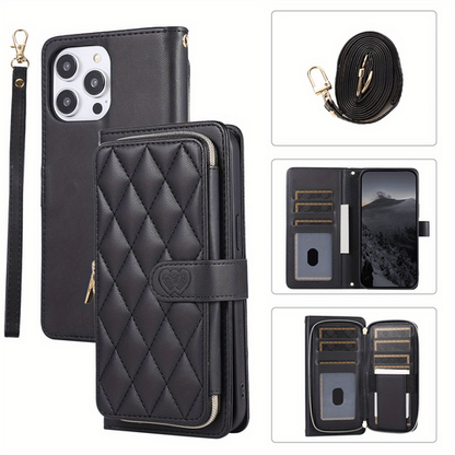 PU Leather Plaid Purses Flip Wallet Case for iphone 11 12 13 14 15 16 Pro Max