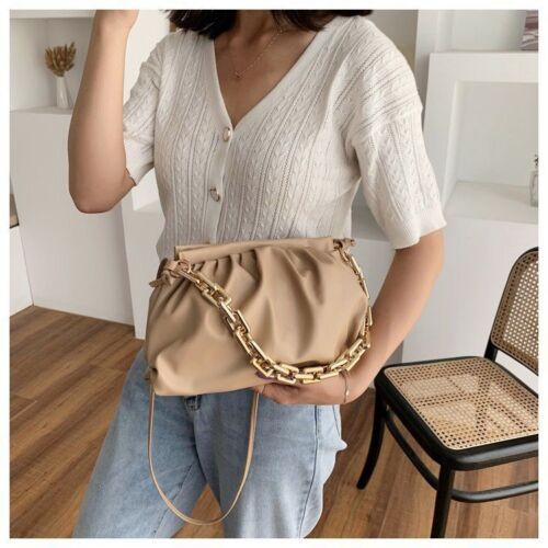 Shoulder Bags Synthetic Leather Pleated Cloud Bag Crossbody Purse 17*20/28*8 CM