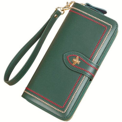Genuine Leather Wallet Clutch Purse Long Money Bag Zipper Coin Wallet Hasp Pouch