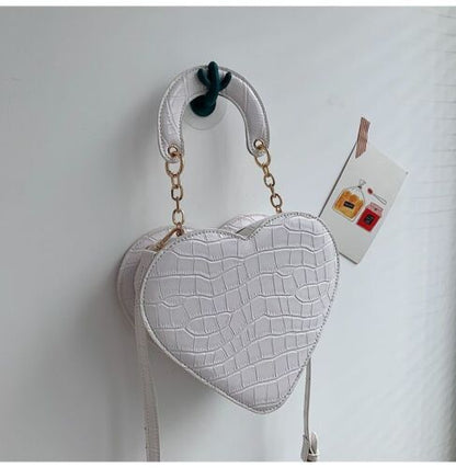Heart Bag Stone Pattern Synthetic Leather Crossbody Small Shoulder Purse Handbag