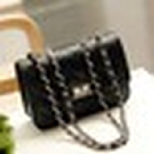 Leather Handbag Shoulder Cross Body Bag Satchel Purse Solid Chains Hasp Flap