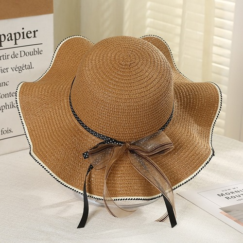 Foldable Wide Brim Floppy Girls Straw Hat Sun Hat Beach Summer Hat Protect Cap